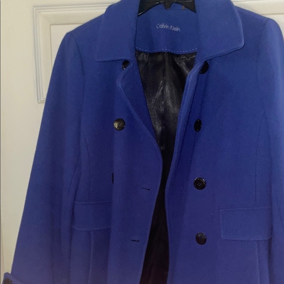 Calvin Klein Jackets & Blazers - Calvin Klein Blue Pea Coat with Tailored Silhouette